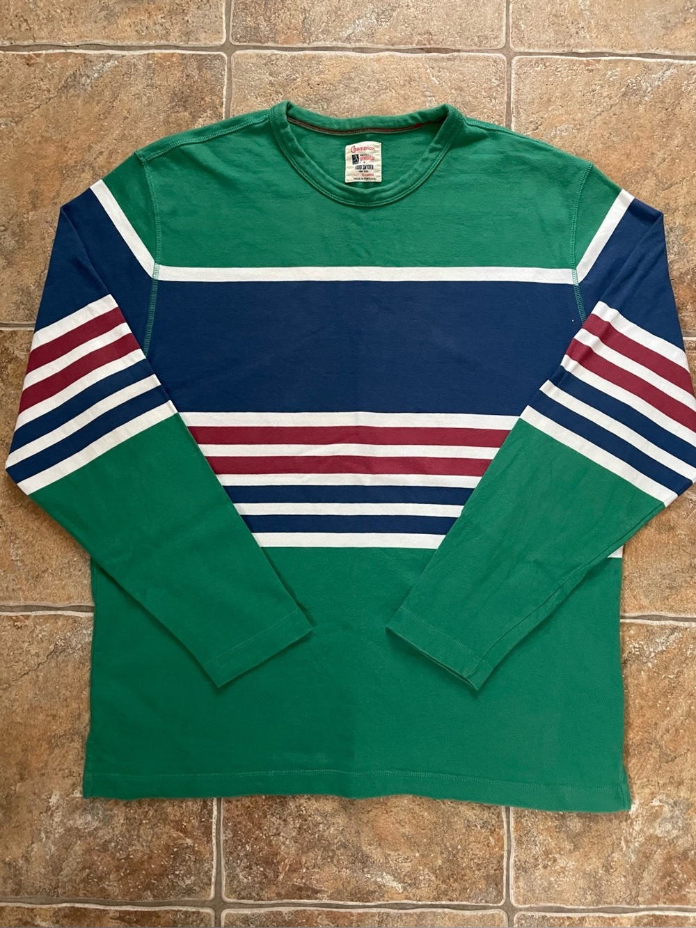 Todd Snyder x Champion Heavy Jersey Crew in Mechanical Stripe